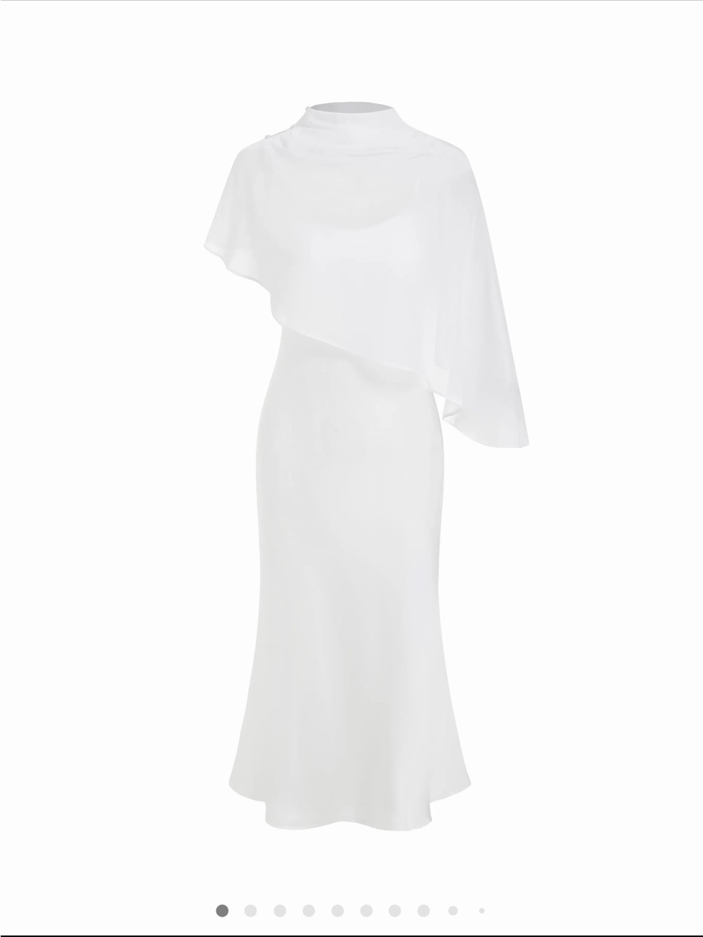 Cider Satin High Neck Cape Sleeve Maxi Dress - large IS 8 in white